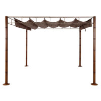 Garten Pergola 3x3 m aus Metall in Bambus-Optik taupe-braun