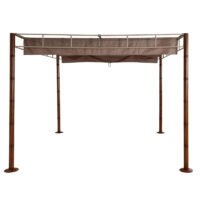 Garten Pergola 3x3 m aus Metall in Bambus-Optik taupe-braun