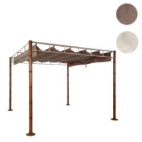 Garten Pergola 3x3 m aus Metall in Bambus-Optik taupe-braun