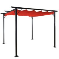 Pergola Pavillon 3,5x3,5 m mit Schiebedach und 6 cm Gestell terracotta