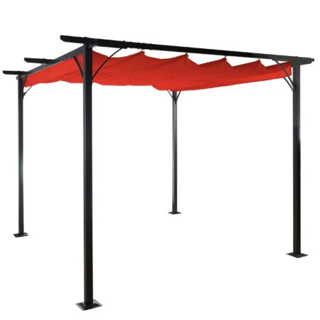 Pergola Pavillon 3,5x3,5 m mit Schiebedach und 6 cm Gestell terracotta