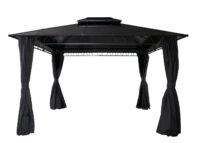 Pergola Pavillon 3,6x3 m mit Seitenwand und Moskitonetz grau