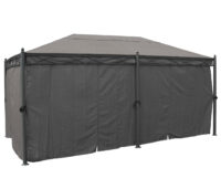 Pergola Pavillon grau 5x3 m mit Seitenwand und Moskitonetz stabil