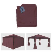 Seitenwände Set für Pergola 4x4 m aus Polyester rot-braun