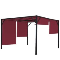 Pergola Village 3x3 m mit Schiebedach bordeaux-rot und Stahlgestell
