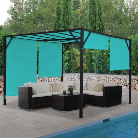 Pergola Village 3x4 m mit Schiebedach türkis-blau Stahlgestell