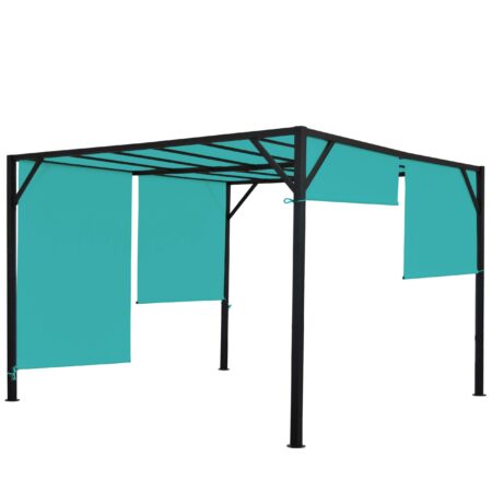 Pergola Village 3x4 m mit Schiebedach türkis-blau Stahlgestell
