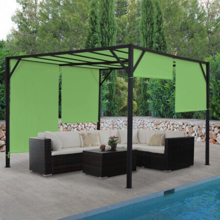 Pergola Village 4x4 m mit Schiebedach grün stabiles Stahlgestell