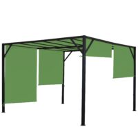 Pergola Village 4x4 m mit Schiebedach grün stabiles Stahlgestell