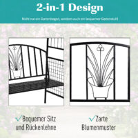 Pflanzbogen Rankgitter mit Sitzbank für Garten Metall schwarz