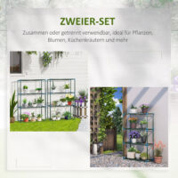 Pflanzenregal Set für drinnen und draussen 4 Ebenen Metall grün