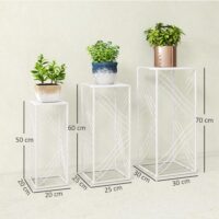 Pflanzenständer 3er-Set stapelbar für Blumen und Pflanzen Metall weiss