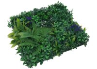 Künstliche Pflanzenwand 1 m² grün mit lila Blüten Indoor Outdoor