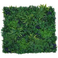 Künstliche Pflanzenwand 1 m² grün mit lila Blüten Indoor Outdoor