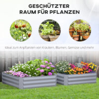Pflanzkasten Set gross mit offenem Boden 100x100x30cm Metall