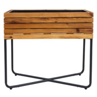 2er Set Pflanzkasten aus Stahl und Akazie rechteckig braun