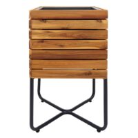 2er Set Pflanzkasten aus Stahl und Akazie rechteckig braun