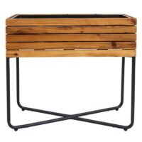 Pflanzkasten aus Stahl und Akazienholz 60x62x22 cm Outdoor