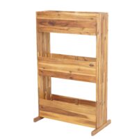 Pflanzkastenregal aus Akazienholz 3 Reihen braun