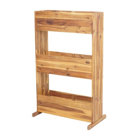 Pflanzkastenregal aus Akazienholz 3 Reihen braun