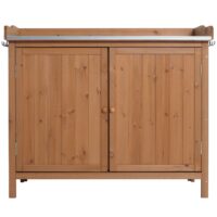 Pflanztisch Gartenschrank aus Tanne braun mit Arbeitsplatte