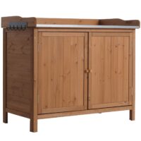 Pflanztisch Gartenschrank aus Tanne braun mit Arbeitsplatte