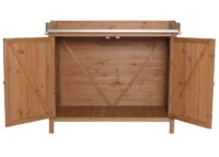 Pflanztisch Gartenschrank aus Tanne braun mit Arbeitsplatte