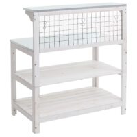 Pflanztisch aus Holz mit verzinkter Platte weiß 117x102x56 cm