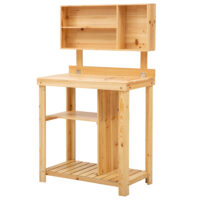 Pflanztisch mit Ablage aus Tannenholz, ideal für Garten und Balkon.
