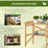 Pflanztisch mit Ablagefläche aus Holz, funktional für Garten, Hellbraun.