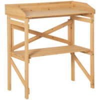 Pflanztisch mit Ablagefläche aus Holz, funktional für Garten, Hellbraun.