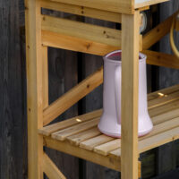 Pflanztisch mit Ablagefläche aus Holz, funktional für Garten, Hellbraun.