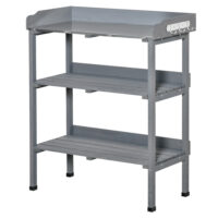 Pflanztisch mit robuster Metall-Arbeitsfläche für Balkon und Garten.