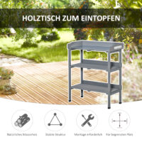 Pflanztisch mit robuster Metall-Arbeitsfläche für Balkon und Garten.