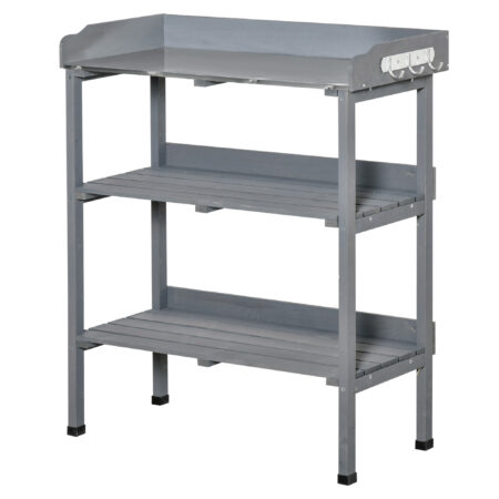 Pflanztisch mit robuster Metall-Arbeitsfläche für Balkon und Garten.