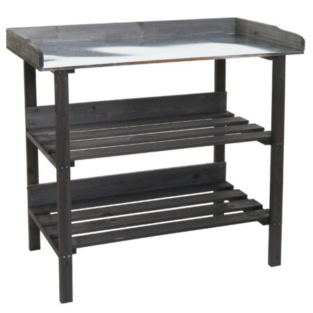 Pflanztisch aus Tannenholz anthrazit Outdoor Gärtnertisch