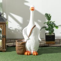 Pflanztopf mit Entwässerungssystem, Schwan-Design, für Indoor & Outdoor, Farbe Weiß.