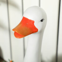 Pflanztopf mit Entwässerungssystem, Schwan-Design, für Indoor & Outdoor, Farbe Weiß.