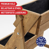 Holz-Pflanztreppe mit zwei Ebenen für Blumen oder Kräuter.