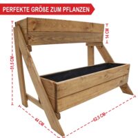 Holz-Pflanztreppe mit zwei Ebenen für Blumen oder Kräuter.