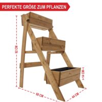 Drei-stufige Pflanztreppe aus Holz für Pflanzen oder Dekoration.