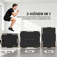 Plyo-Box für Home-Fitness mit 3 Sprunghöhen aus Holz