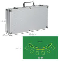 Silberner Pokerkoffer mit 300 Chips und Schloss, Komplettset für Pokerabende