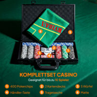 Pokerkoffer Set mit 400 Chips 2 Kartendecks und Zubehör