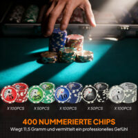 Pokerkoffer Set mit 400 Chips 2 Kartendecks und Zubehör