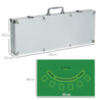 Pokerkoffer Set 500 Chips mit Schloss, zwei Kartendecks und Würfeln, Premium Alukoffer für Pokerspiele.