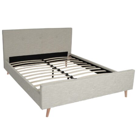 Polsterbett Doppelbett Bettgestell mit Lattenrost Massivholz 160x200cm creme-beige