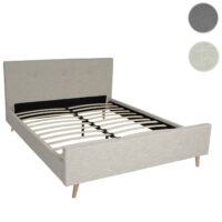 Polsterbett Doppelbett Bettgestell mit Lattenrost Massivholz 160x200cm creme-beige