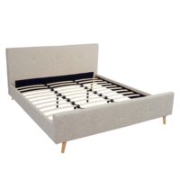 Polsterbett Doppelbett Bettgestell mit Lattenrost Massivholz 180x200cm creme-beige