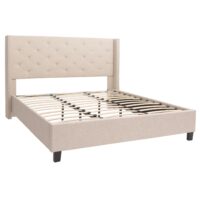 Polsterbett Doppelbett Bettgestell mit Lattenrost Massivholz 180x200cm creme-beige